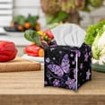 thumbnail image 5 of FUIALDOLG Tissue Box Cover Waterproof, Purple Butterfly Flower Square PU Leather Tissue Box Holder, Modern Facial Paper Organizer Dispenser for Bathroom, Car, 5.1''X5.1''X5.5'', 5 of 7