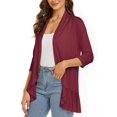thumbnail image 2 of Women's Casual Lightweight Open Front Cardigans Soft Draped Ruffles 3/4 Sleeve Cardigan Open Front Cardigan Draped Ruffles Soft Knit Sweaters, 2 of 5