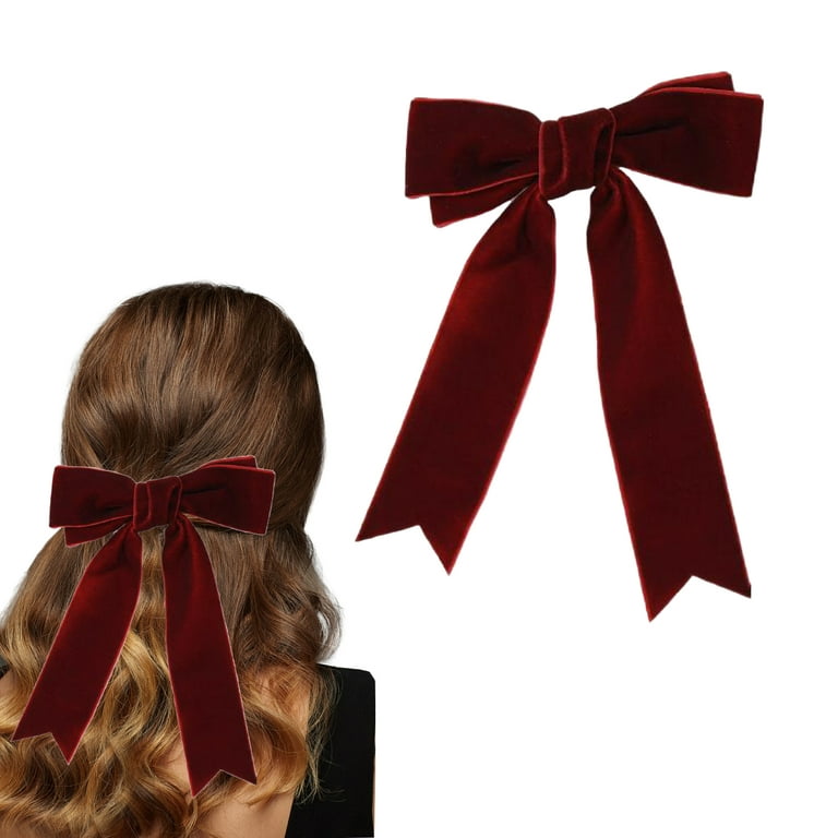 1pc Vintage Elegant Black Velvet Long Ribbon Hair Clip For Women