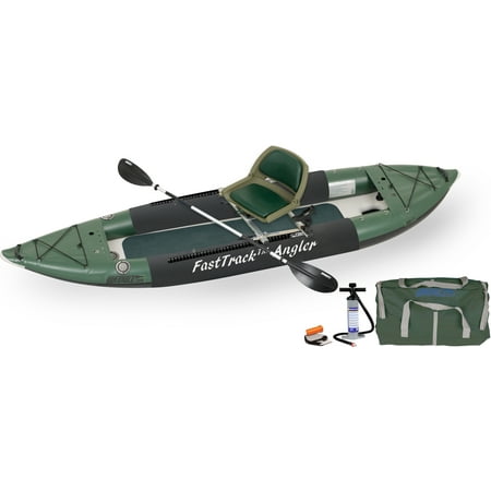 Angler Fishing Kayak Package - Sea Eagle 385FTA FastTrack Angler Series Inflatable Kayak Swivel Seat Fishing Rig Package