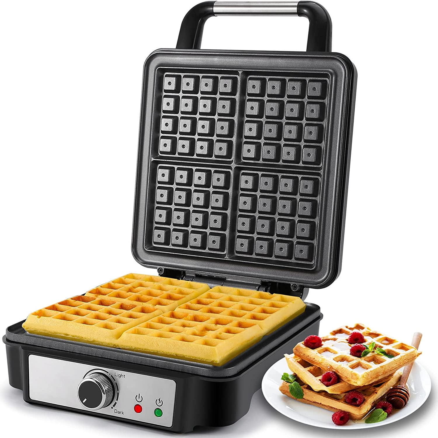 Title MONXOOK Belgian Waffle Maker, 4Slice NonStick Square Waffle