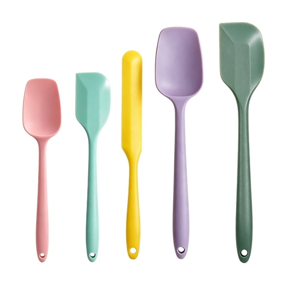 Silicone Spatula Set of 5, Multicolor Kithen Cooking Mixing Utensil Set, High Heat Resistant Non Stick Rubber Spatula Set, for Cooking, Baking, Mixing, Scraping