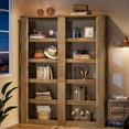 thumbnail image 2 of Finmind Freestanding 6-Tier Tall Bookshelf, 71-Inch Farmhouse Bookcase with Storage Shelves  for Home Office, Living Room, Bedroom, Rustic Brown, 2 of 10