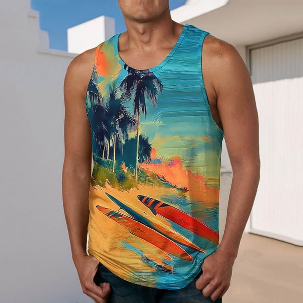 Camiseta sin mangas de cuello redondo para hombre, ropa deportiva para el hogar, pijamas, camiseta de color liso, blusa deportiva de poliéster para hombre