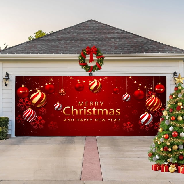 Banner para puerta de garaje COSEVIER Christmas, 2,1 x 4,9 m, poliéster