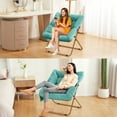 thumbnail image 2 of HABUTWAY Comfy Saucer Chair, Foldable Living Room Chairs, Soft Faux Fur Lounge Chair for Bedroom, Reading Chairs for Adults, Kids, X-Large (Faux Fur-Mint), 2 of 6