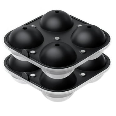 Ice cube mold silicone, 2 pieces of ice cube tray ball round large with funnel and lid, used for whiskey, champagne, cocktail, beer, iced drink, ice cream spoon