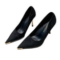 thumbnail image 4 of Viluyesy Women's Stiletto Heels Suede Pointed Toe Slip On Dress Pumps Elegant Comfortable Formal Work Party Shoes Black Size 6.5, 4 of 9