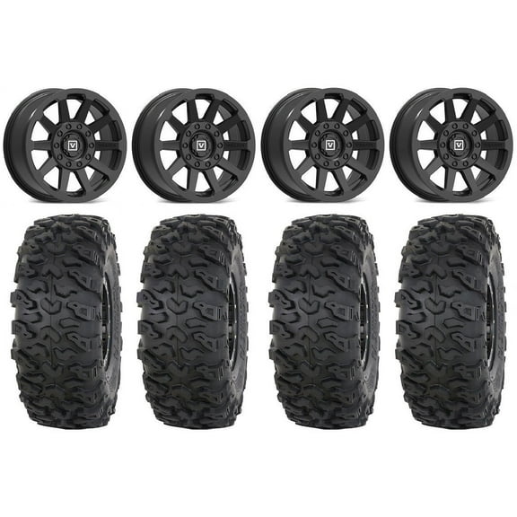 Valor V03 15" Wheels Black 30" Roctane T4 Tires Can-Am Commander Maverick Renegade Outlander Defender