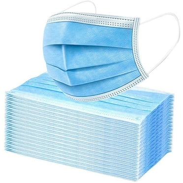 [Pack of 50] Single Use Disposable Face Mask, Effective Filtration, Bulk Pack 3-Ply Masks Facial Cover with Elastic Earloops For Home, Office, School, and Outdoors