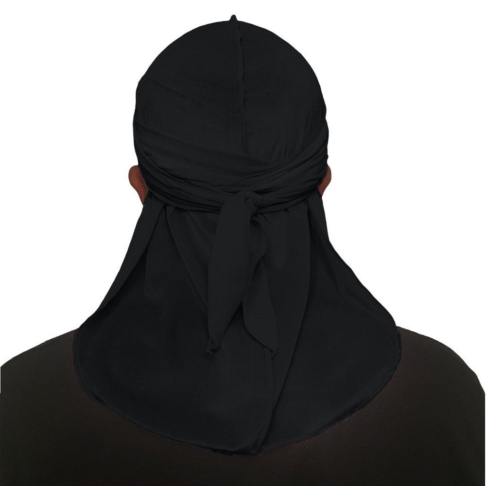 Pack of 3 Durags Headwrap for Men Waves Headscarf Bandana Doo Rag Tail (Black) - image 4 of 4