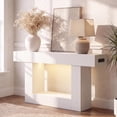 thumbnail image 7 of 55” Entryway Table with Charging Station & LED Light, Narrow Sofa Table for Hallway Living Room, Modern Farmhouse Console Table with Storage Shelf, White, 7 of 7