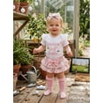 thumbnail image 4 of BemeyourBBs Newborn Baby Girl Golf Outfits Infant Baby Girls Summer Clothes Daddy's Little Golf Buddy Letters Print Short Sleeve Romper Tiered Ruffled Shorts Skirt Set Headband Long Socks, 4 of 9