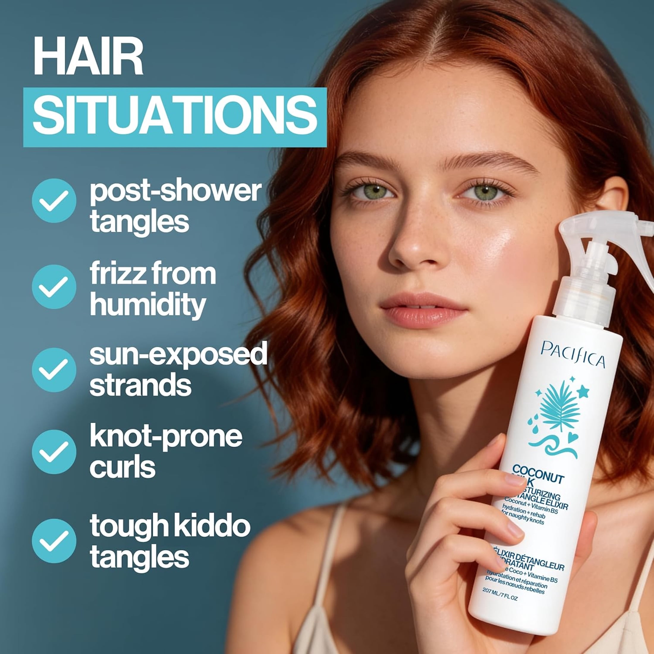 Pacifica Coconut Milk Hair Detangle Spray – Leave-In Conditioning Elixir for Tangle-Free Hair – Instantly Detangles Knots, Adds Shine & Moisture, Prevents Breakage & Frizz – Vegan & Cruelty-Free