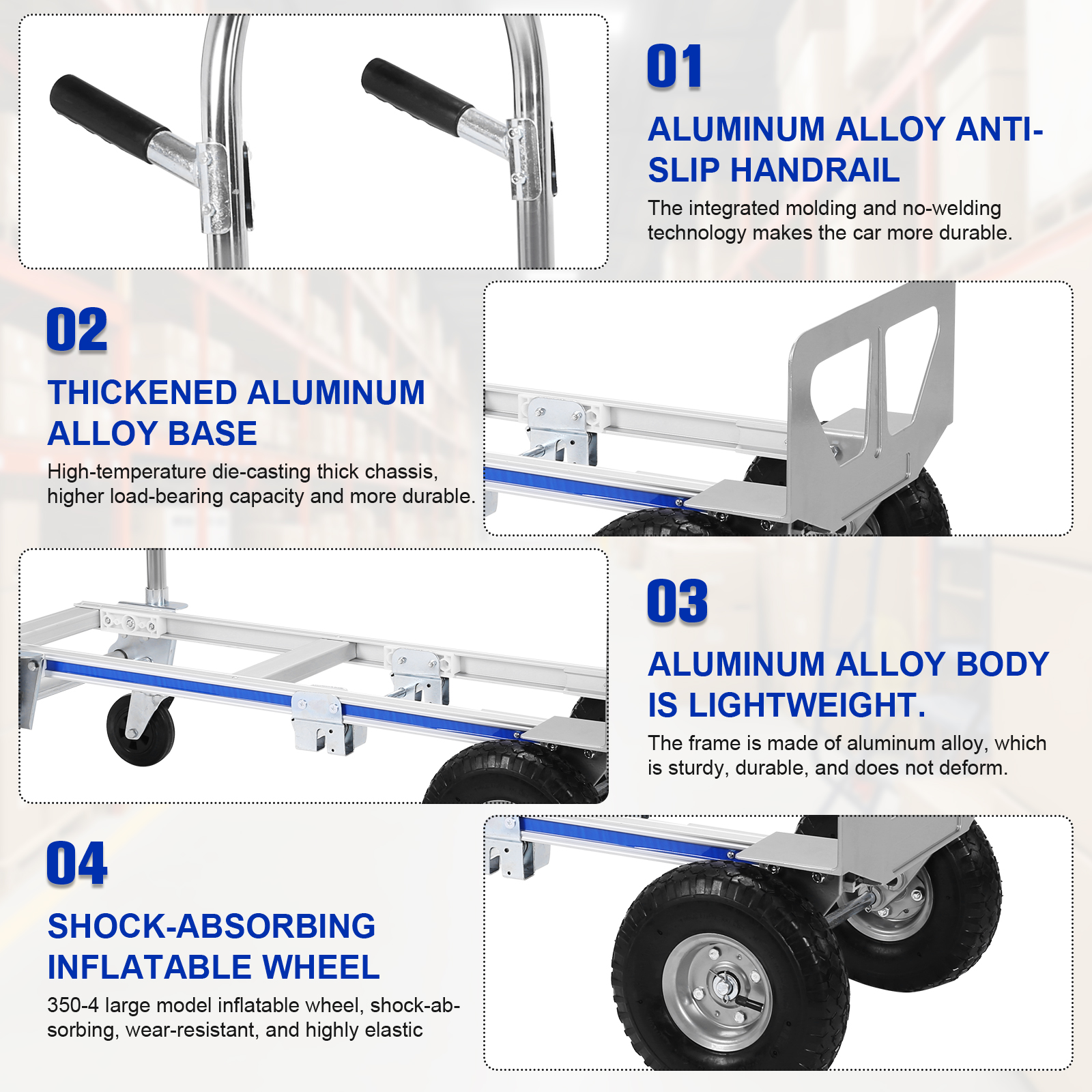 Btidfty 2-in-1 Folding Hand Truck Dolly Cart with Wheels 800LBS Convertible Hand Truck Folding Trolley for Logistics Shopping Home Office Moving