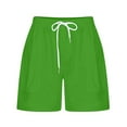thumbnail image 4 of Green Biker Shorts Women's Summer Large Size Solid Color Casual Shorts with Elastic Band Pockets, 4 of 5