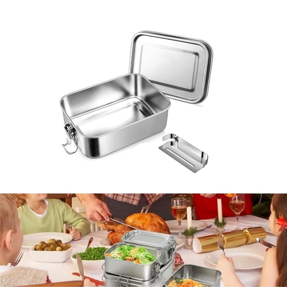 QZS Leak-Proof Lunch Container,28oz Portable Bento Box with Removable Divider,1Pack Stainless Steel Lunch Box for Indoor and Outdoor