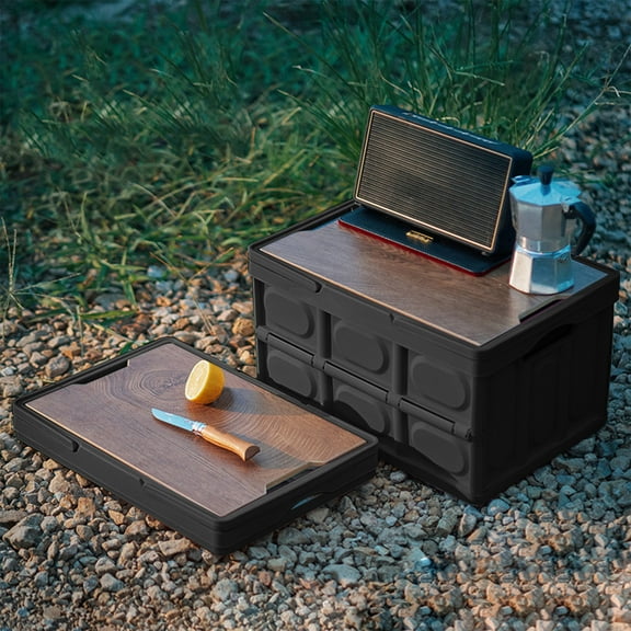 Foldable Storage Box With Lid Organizer, Large Capacity Stackable Carry Handle Design, Portable Storage Bin for Camping Car Home