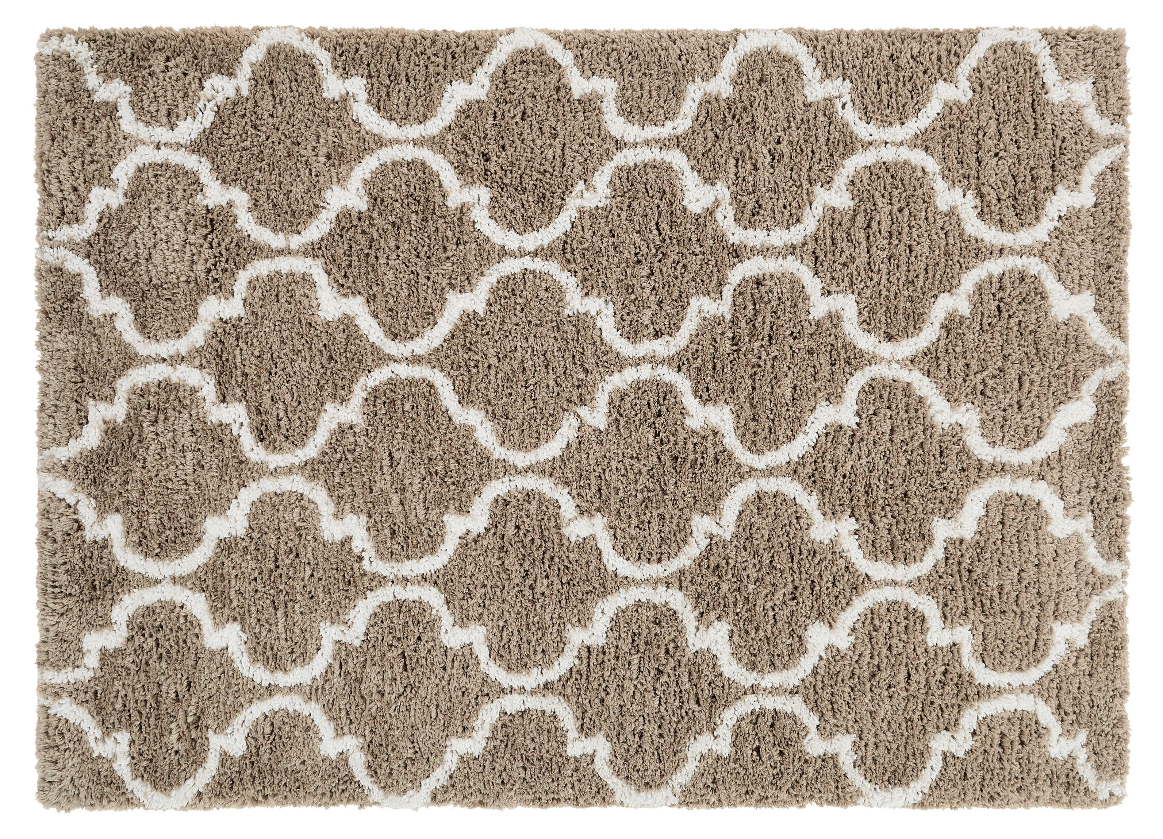 Chesapeake Microfiber Polyester Shag Beige Base with Ivory Design Deco