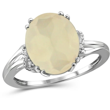 JewelersClub 4-1/4 Carat T.G.W. Moonstone and White Diamond Accent Sterling Silver Ring