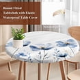 thumbnail image 3 of Blue Flower Round Tablecloth 45-54 Inch Round Fitted Table Cloth with Elastic Edge, Botanical White Floral Plant Herb Watercolor Waterproof Table Cover Protector for Outdoor Picnic Party Dining, 3 of 6