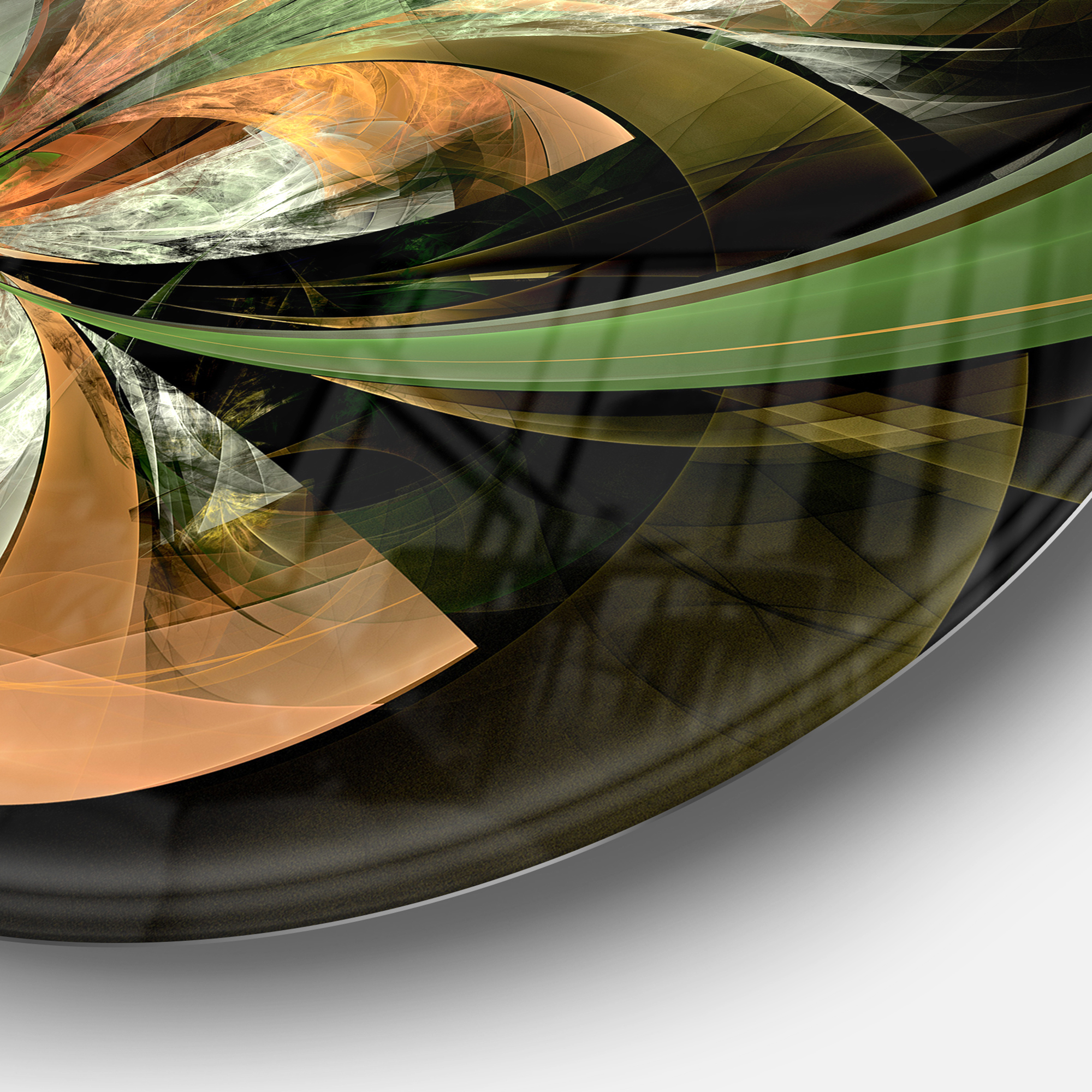 Orange and Green Fractal Flower' Graphic Art Print on Metal