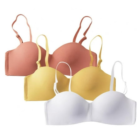 

3pcs Women Bralette 1/2 Cup Bra Back Closure Bra Adjustable Strap Bra Strapless Bra Wire Free Bra Thin Mold Cup Bra Two Wear Bra Female Summer Thin Bra Dress Wild Bra
