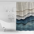 thumbnail image 2 of Shower Curtain Bathroom Set Summer Beach Abstract Blue Wave Waterproof Fabric Shower Curtains with Grommets&Hooks Seaside Gradient Water Ripple Privacy Bath Curtain for Bathtub 72x84in, 2 of 7