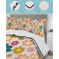 thumbnail image 3 of Twin Quilt Bedding Set, Vintage Boho Floral Reversible Summer Quilt 3 Pieces, Yellow Pink Floral Bohemia Beige Lightweight Bedspreads Coverlets with 2 Pillow Shams for All Seasons, 3 of 5