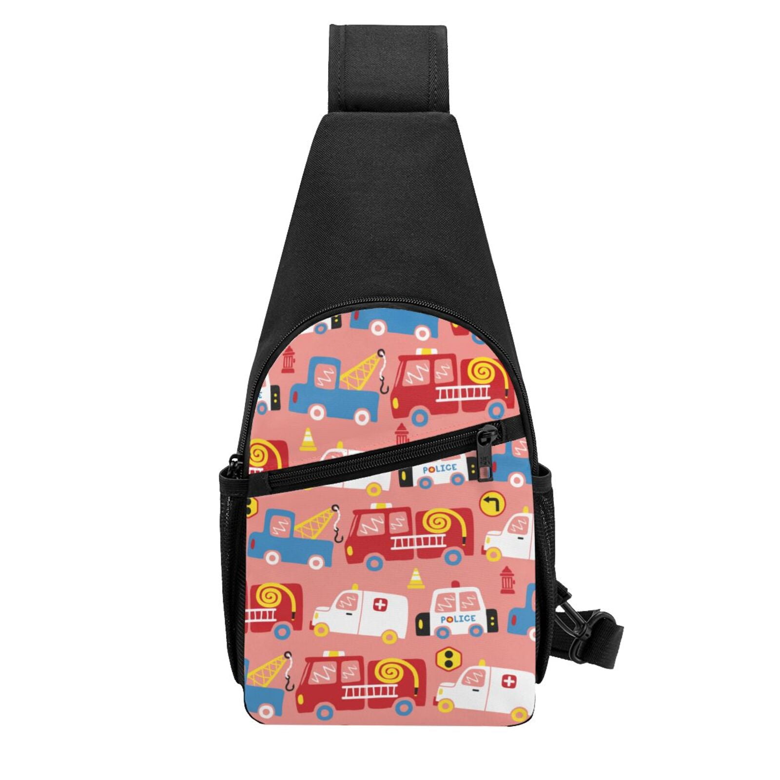 Xecao's Cartoon with Traffic Elements Print Sling Bag: A Versatile Chest, Shoulder, and Crossbody Backpack for Casual Days Out, Perfect for Both Men and Women