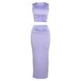 thumbnail image 6 of hirigin Summer Party Club Bodycon Outfits Women Solid Sleeveless Crop Tops and Ruched Wrapped Skirts Set Ladies Casual Sexy Clothing, 6 of 9
