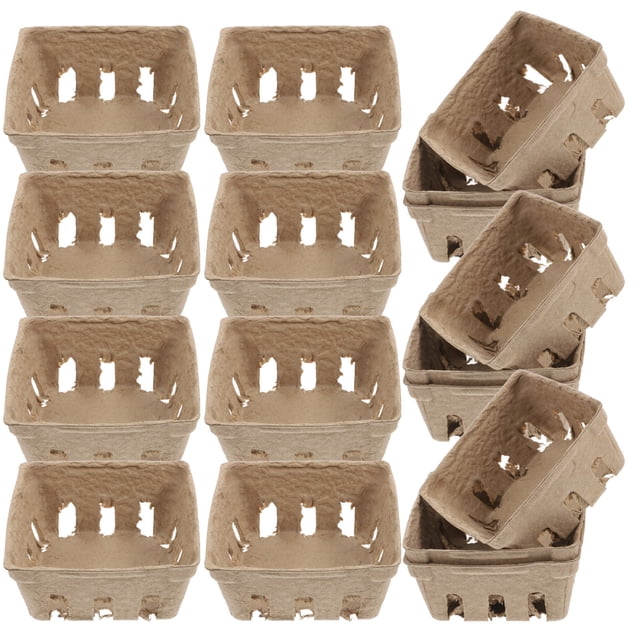 ADDHAT 24Ud Cestas Para De Y Verduras Beige Con Ventilación Para Transporte Y Almacenaje