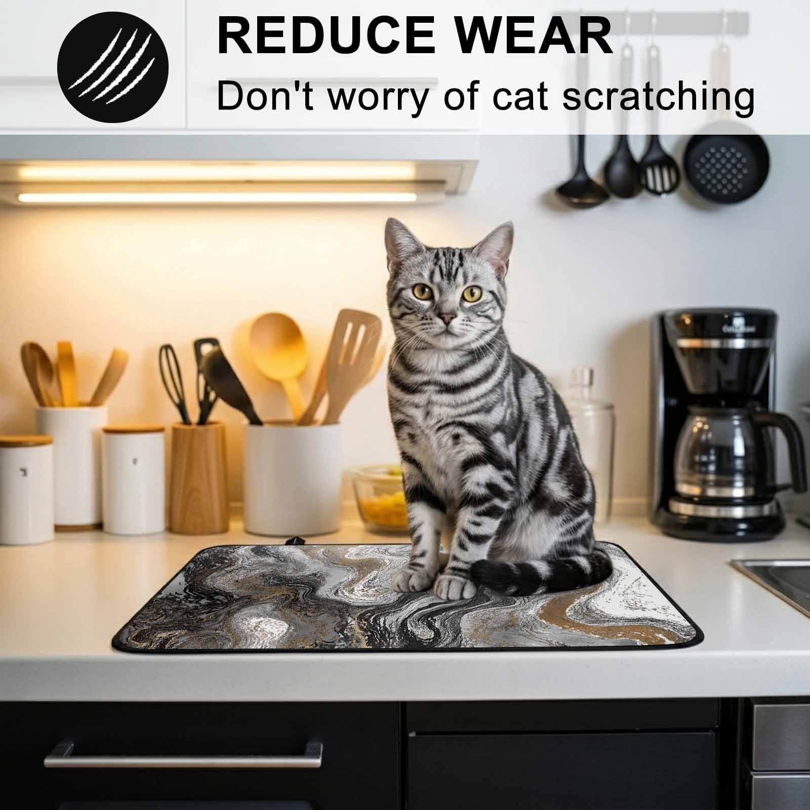 Black Marble Stove Top Cover for Electric Stove, Heat-proof & Non Slip Glass Top Stove Cover Protector, Retro Chic Abstract Mottled Texture Art Kitchen Flat Cooktop Rubber Mat 28.5x20.5 Inches