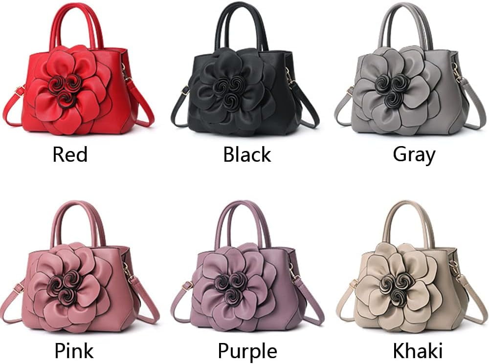 Kwuty Tote Top-handle Handbags for Women 3D Floral Purse PU Leather Hobo Crossbody Shoulder Bag Satchel