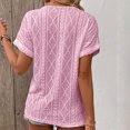thumbnail image 4 of MIUOWANP Short Sleeve T-shirt Blouse for Women Fashion Women's Summer Casual V Neck Short Sleeve Solid Color Tops Pullover Blouse Pink L, 4 of 5