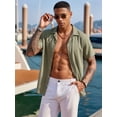 thumbnail image 2 of RICHCOIN Mens Linen Shirts Cuban Hawaiian Shirts Short Sleeve Button Down Casual Summer Beach Tops, 2 of 6