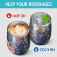 thumbnail image 4 of 12oz Stemless Wine Tumblers Pioneer Flower Vacuum Insulated Stainless Steel Travel Tumbler Cups Mug with Lid and Straw for Champaign,Cocktail,Beer with Cleaning Brush, 4 of 5
