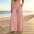 thumbnail image 2 of KHONTS Women's Striped Wide Leg Pants Culottes Elastic High Waisted Casual Palazzo Pants with Pockets Red XL, 2 of 4