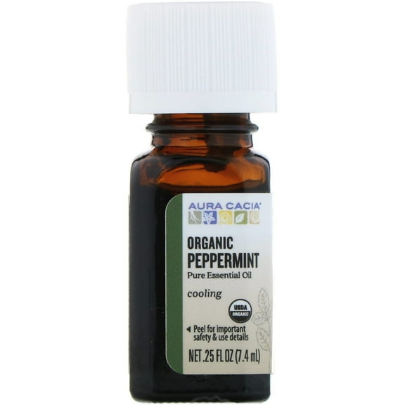 Aura Cacia Peppermint Essential Oil Certified Organic .25 oz.