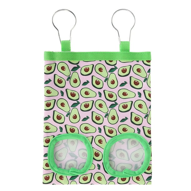 Bolsa de alimentación de heno para mascotas con agujeros, patrón de aguacate, bolsa de alimentación de heno para mascotas colgante para conejo, conejillo de indias, Animal PEQUEÑO, 2 agujeros