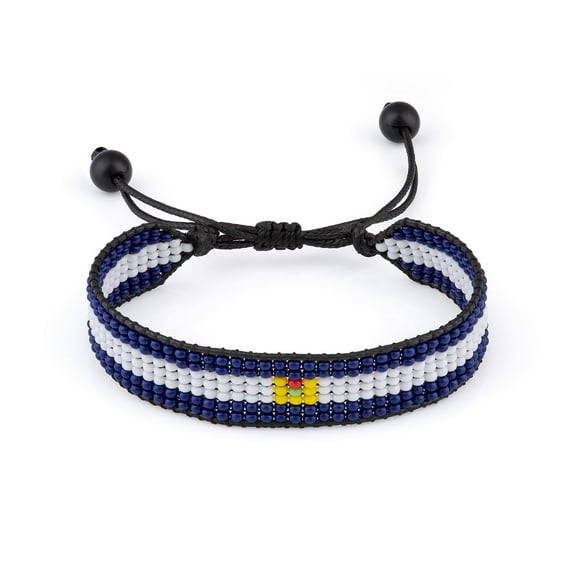 El Salvador Flag Bracelet: Handmade, Adjustable Beaded String, Boho Jewelry, Unisex Patriotic Gift