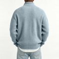 thumbnail image 6 of Men's Loose Fit Quarter Zip Sweatshirt Mock Neck Corduroy Long Sleeve Pullover Soft Top for Fall Light Blue 4XL, 6 of 6