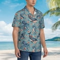 thumbnail image 3 of Pofeuu Underwater Animals and Flowers Print Hawaiian Shirt for Men Sleeves Casual Button Down Summer Beach Dress Shirts T-Shirts,Large, 3 of 7