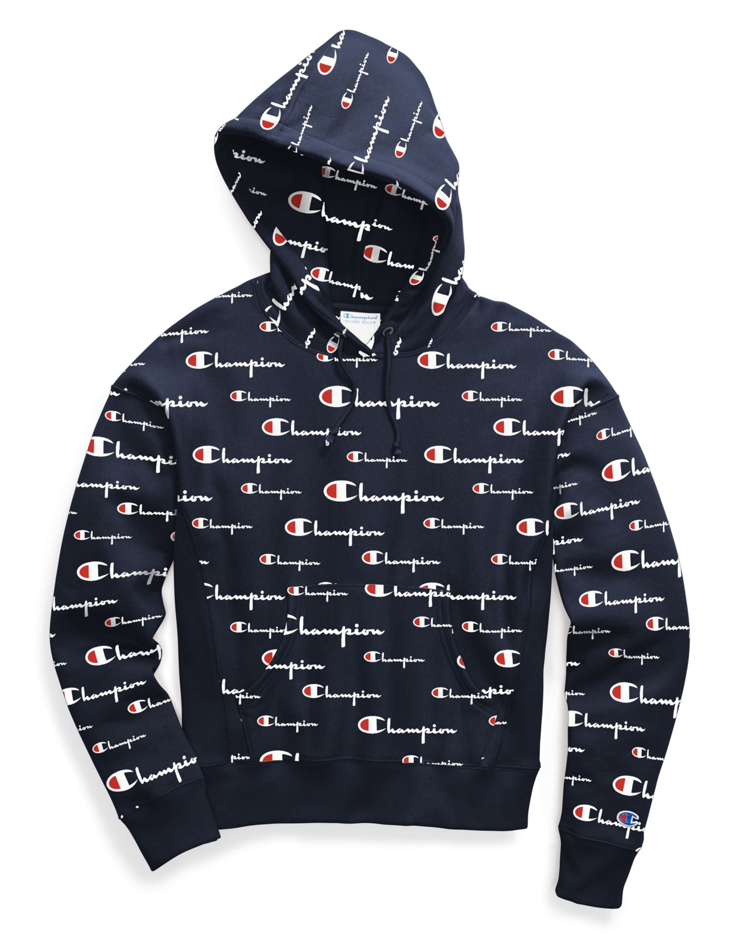champion script hoodie navy