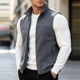 thumbnail image 5 of Riecok Fleece Vest for Men with Pockets Sleeveless Stand Collar Zip up Jackets Thermal Solid Warm Casual Outerwear Dark Gray XL, 5 of 8