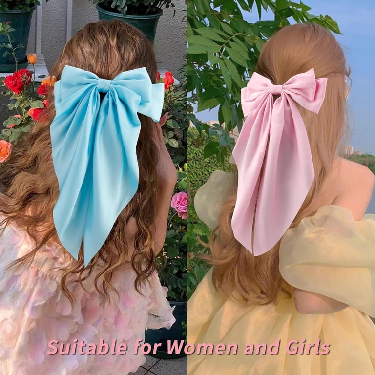 Romantic Large Bow Hair Clip Set of Three Amazon.com: 3 PCS Large Bow Hair Claw Clips Satin Bow Claw  main image 2