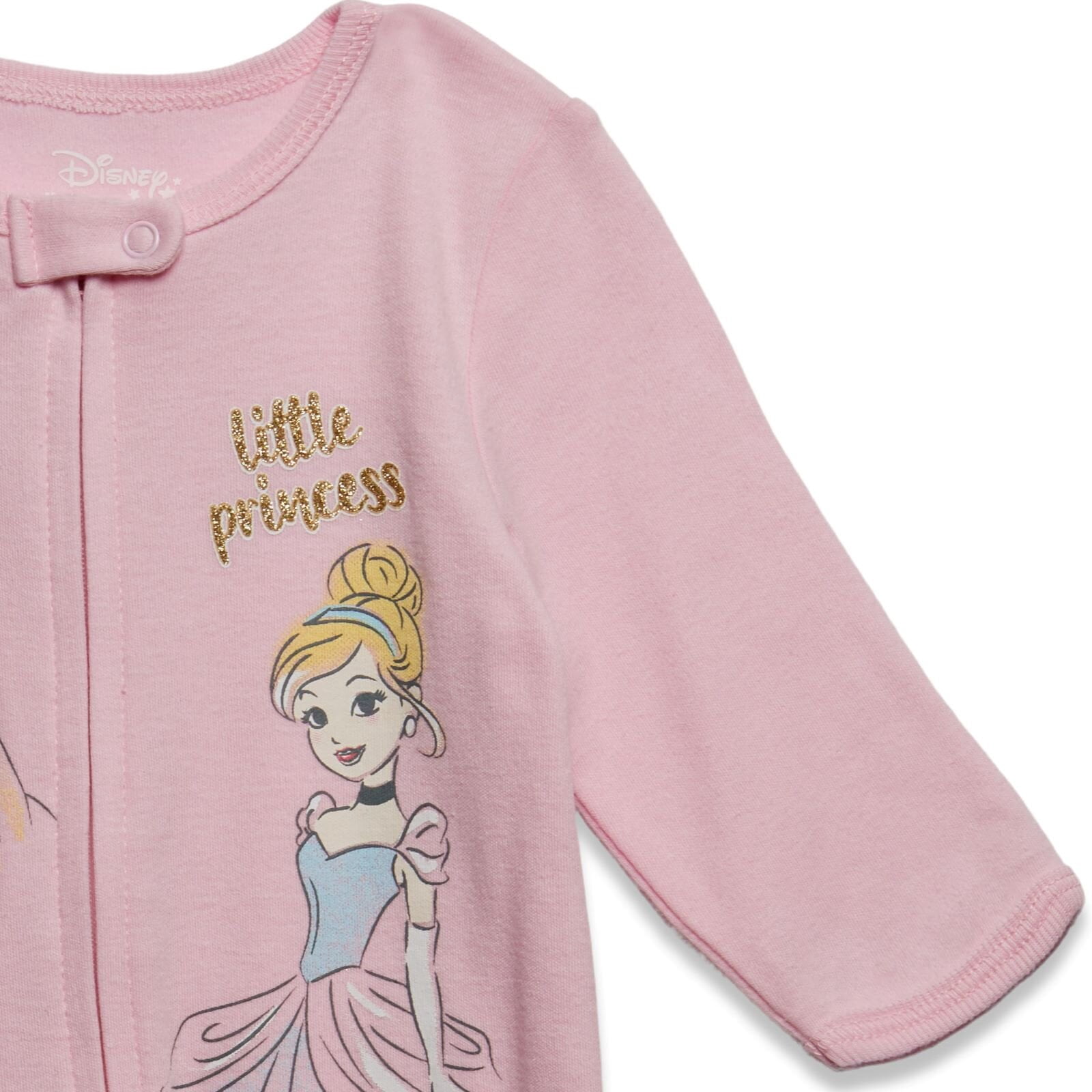 Disney Princess Baby Girls' 2-Pack Footed Sleep N' Play Coveralls Princess Pink White