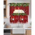 thumbnail image 2 of Red Gnomes Christmas Kitchen Curtains Swag Valance and Tier Curtains Set 24 Inch Length, Xmas Balls Snowflake Rod Pocket Drape Panels Pair Swag Curtains for Bathroom/Cafe/Window, 2 of 6