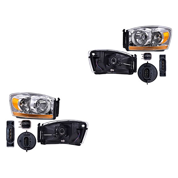 Par de Faros Ram 2006 A 2008 Dodge C/Franja DEPO .
