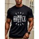 thumbnail image 1 of Mantente humilde y esfuérzate al máximo. Camisetas casuales de verano negras para hombre, cuello redondo con estampado, 100 % algodón suave, divertidas, transpirables, ultrasuaves, ideales para correr, 1 of 6